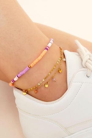 Anklet double chain with charms Gold Stainless Steel h5 Picture3